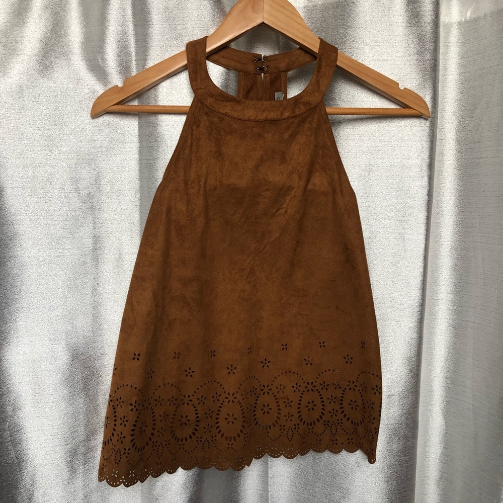 Suede Tank with Cut Outs